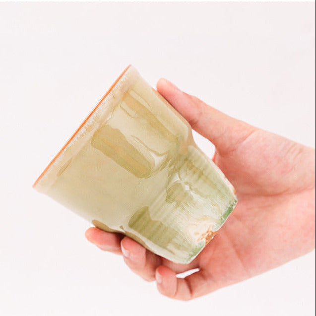 Retro Ceramic Coffee Cup with Irregular Reactive Glaze, 230ml