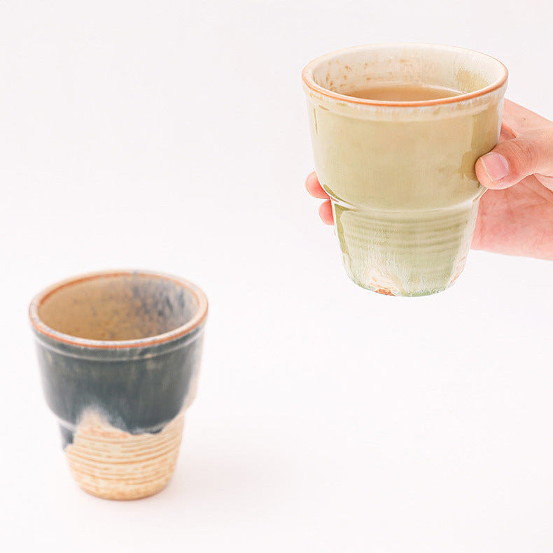 Retro Ceramic Coffee Cup with Irregular Reactive Glaze, 230ml