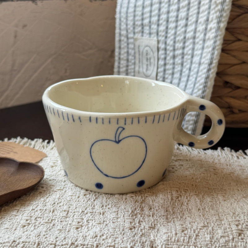 Hand-Painted Fruit Ceramic Coffee Mug with Irregular Rim, 280ml
