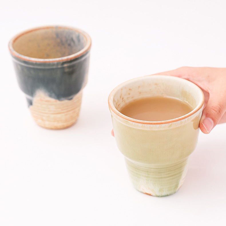 Retro Ceramic Coffee Cup with Irregular Reactive Glaze, 230ml