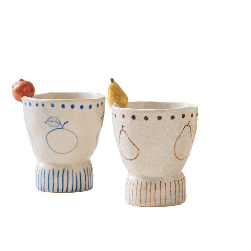 Hand-Painted Stoneware Coffee Mug with 3D Fruit Accent, 250ml