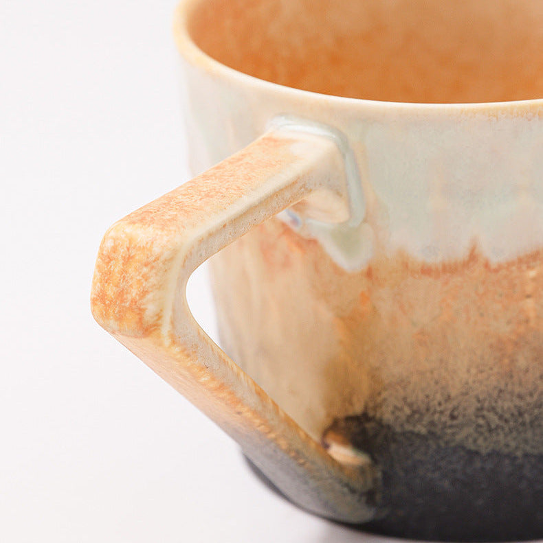 Ombre Glaze Ceramic Coffee Mug, 450ml Large Capacity