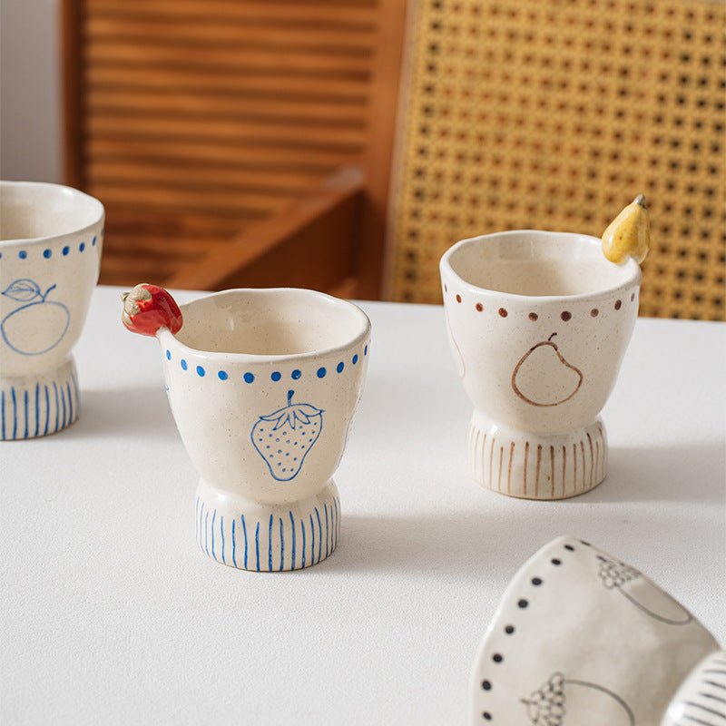 Hand-Painted Stoneware Coffee Mug with 3D Fruit Accent, 250ml