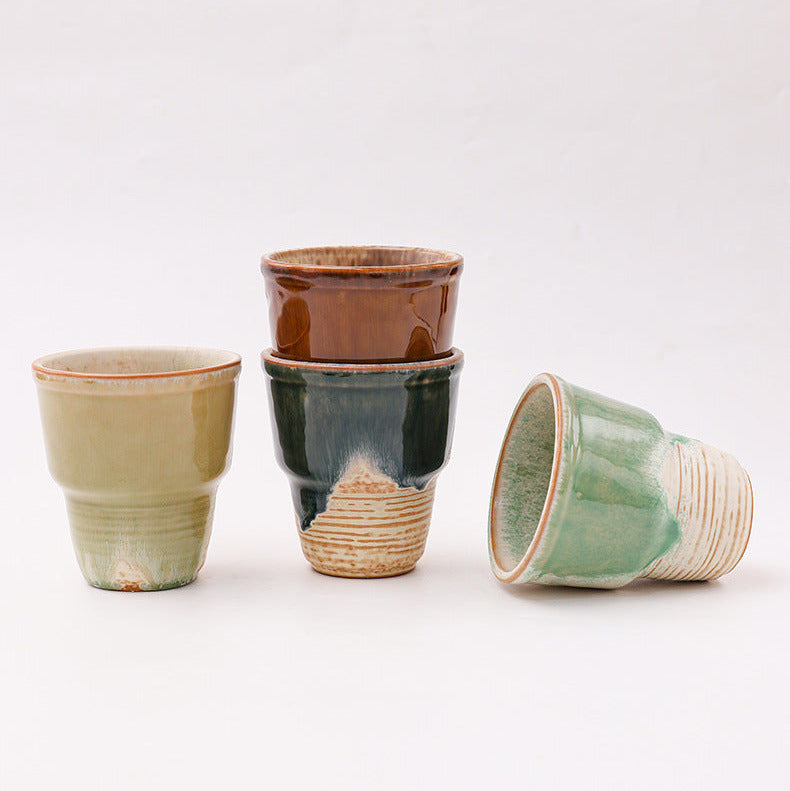 Retro Ceramic Coffee Cup with Irregular Reactive Glaze, 230ml