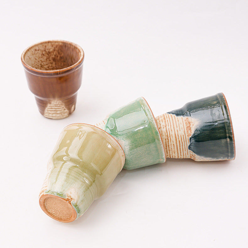 Retro Ceramic Coffee Cup with Irregular Reactive Glaze, 230ml
