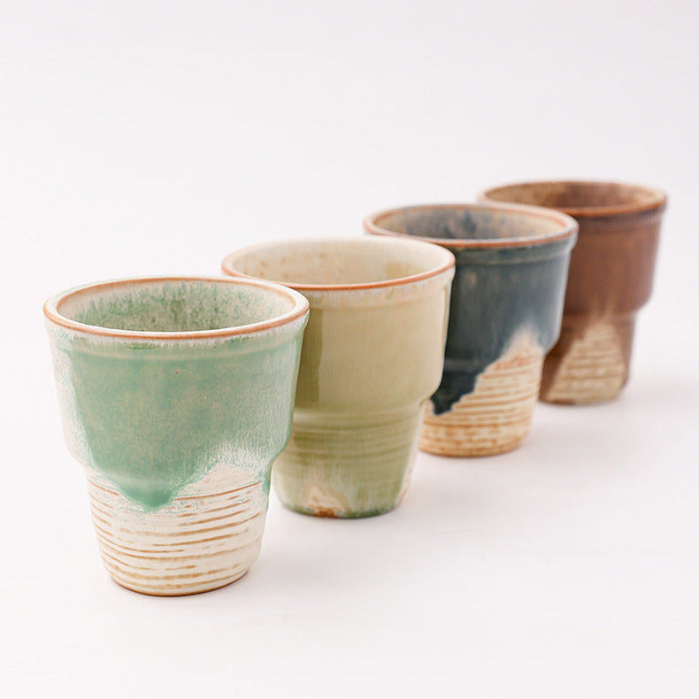 Retro Ceramic Coffee Cup with Irregular Reactive Glaze, 230ml