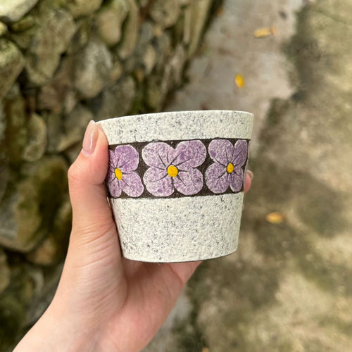 Hand-Carved Purple Floral Ceramic Coffee Cup, 280ml