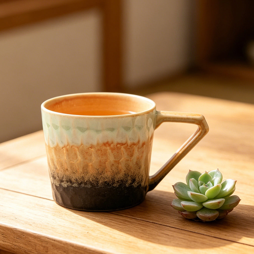 Ombre Glaze Ceramic Coffee Mug, 450ml Large Capacity