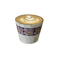 Hand-Carved Purple Floral Ceramic Coffee Cup, 280ml