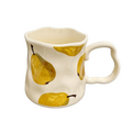 Handmade Underglaze Ceramic Coffee Mug with Hand-Drawn Pear Pattern, 400ml