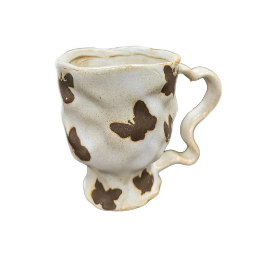 Handmade Kiln-Glazed Ceramic Mug with Curved Handle, 420ml