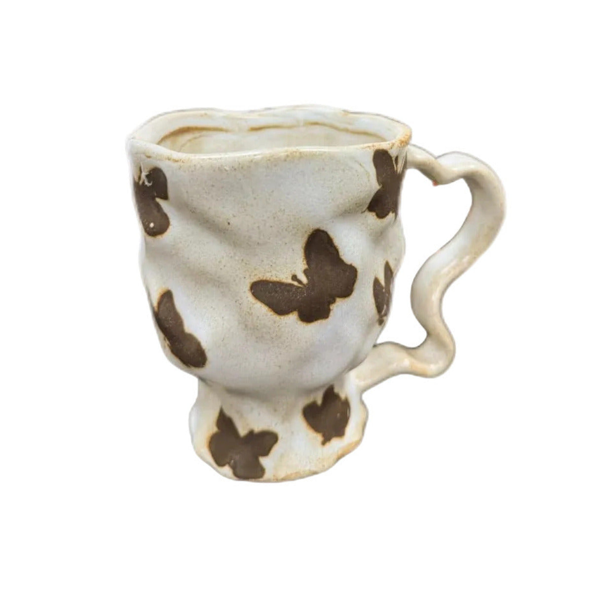 Handmade Kiln-Glazed Ceramic Mug with Curved Handle, 420ml